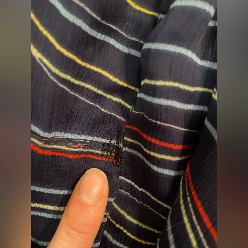 BCBG Strapless Corset Dress with Multicolor Stripes and Diaphanous Draping - Picture 11 of 12